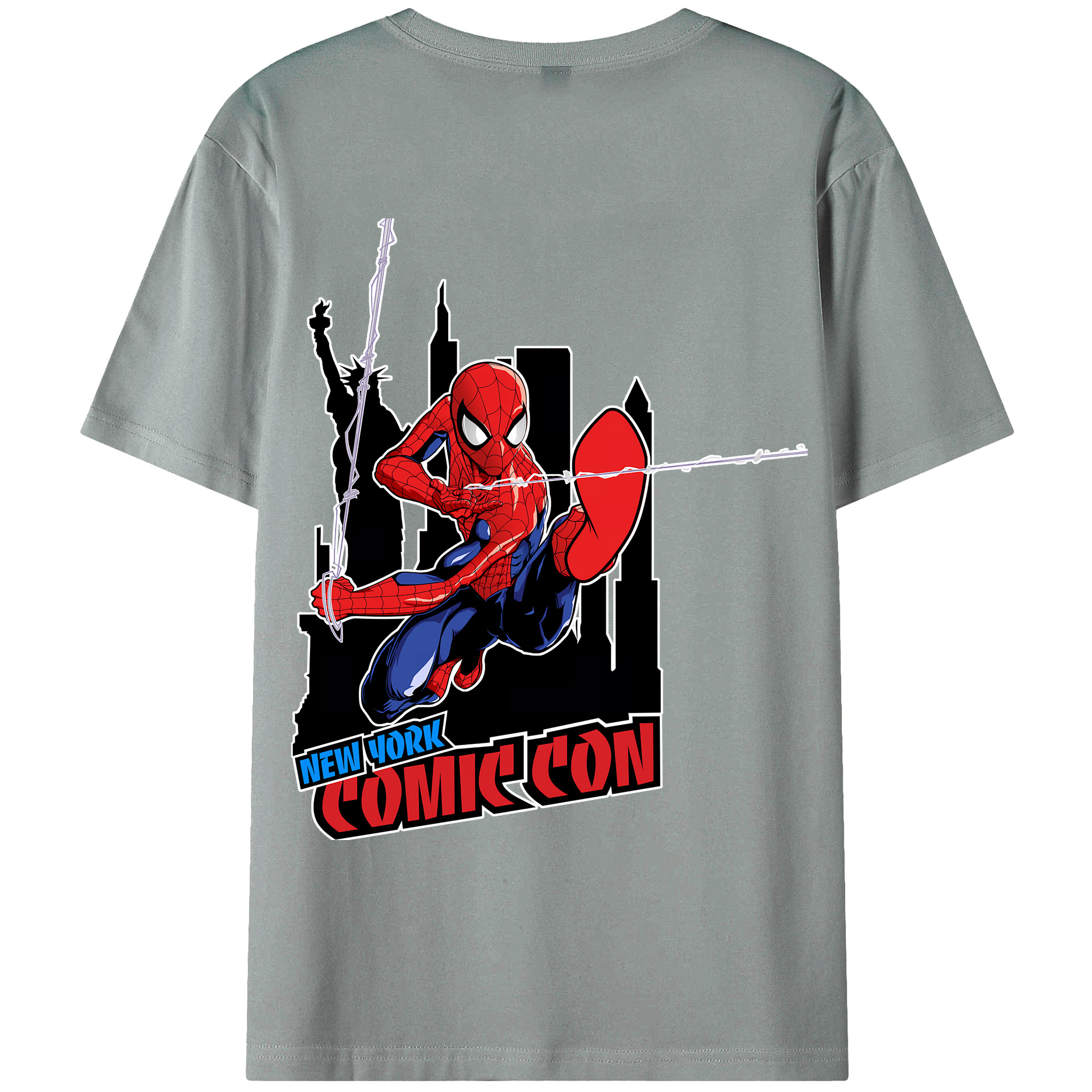 （画像用） Spider Man スパイダーマン 綿100％ メンズ半袖Tシャツ（バックプリント） 通気性